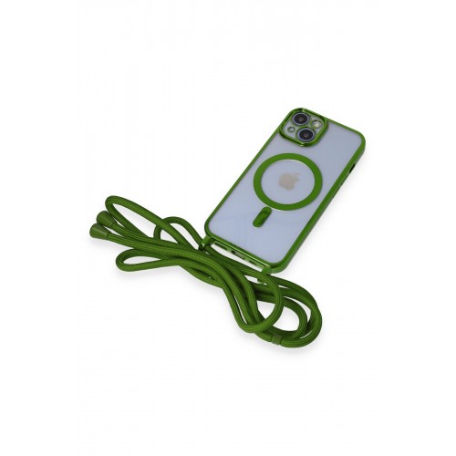 Newface iPhone 14 Kılıf Divo Lazer Askılı Magsafe Kapak - Koyu Yeşil Newface iPhone 14 Kılıf Divo Lazer Askılı Magsafe Kapak - Koyu Yeşil