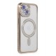 Newface iPhone 15 Kılıf Joke Simli Magneticsafe Kılıf - Gold