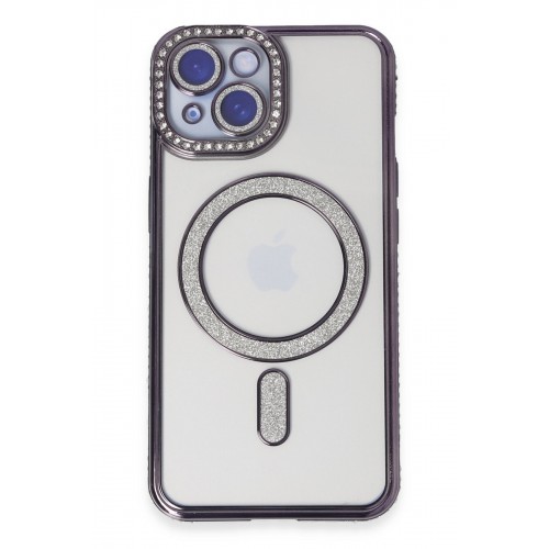 Newface iPhone 15 Kılıf Joke Simli Magneticsafe Kılıf - Derin Mor