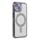 Newface iPhone 15 Kılıf Joke Simli Magneticsafe Kılıf - Derin Mor