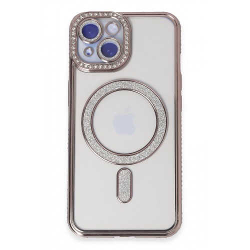 Newface iPhone 15 Kılıf Joke Simli Magneticsafe Kılıf - Pembe