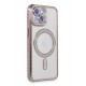 Newface iPhone 15 Kılıf Joke Simli Magneticsafe Kılıf - Pembe