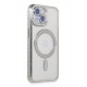 Newface iPhone 15 Kılıf Joke Simli Magneticsafe Kılıf - Gümüş