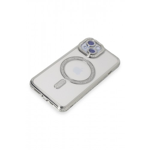Newface iPhone 15 Kılıf Joke Simli Magneticsafe Kılıf - Gümüş Newface iPhone 15 Kılıf Joke Simli Magneticsafe Kılıf - Gümüş