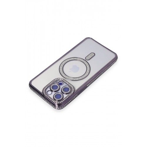 Newface iPhone 15 Pro Max Kılıf Joke Simli Magneticsafe Kılıf - Derin Mor Newface iPhone 15 Pro Max Kılıf Joke Simli Magneticsafe Kılıf - Derin Mor