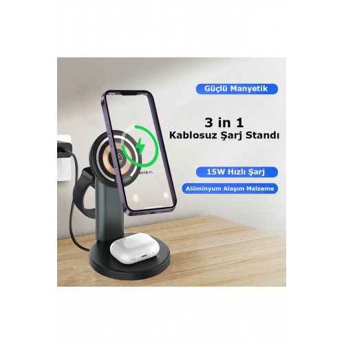 Newface S36-A 3in1 Kablosuz Şarj Masaüstü Set - Siyah Newface S36-A 3in1 Kablosuz Şarj Masaüstü Set - Siyah