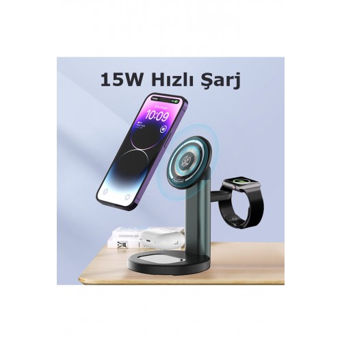 Newface S36-A 3in1 Kablosuz Şarj Masaüstü Set - Siyah Newface S36-A 3in1 Kablosuz Şarj Masaüstü Set - Siyah