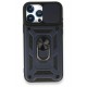 Newface iPhone 15 Pro Kılıf Pars Lens Yüzüklü Silikon - Lacivert