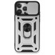 Newface iPhone 15 Pro Kılıf Pars Lens Yüzüklü Silikon - Gümüş