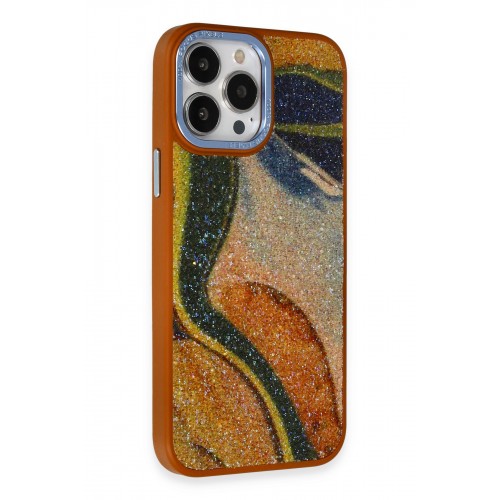Newface iPhone 12 Pro Max Kılıf Moda Simli Kapak - Kahverengi Newface iPhone 12 Pro Max Kılıf Moda Simli Kapak - Kahverengi