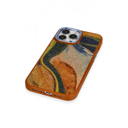 Newface iPhone 12 Pro Max Kılıf Moda Simli Kapak - Kahverengi Newface iPhone 12 Pro Max Kılıf Moda Simli Kapak - Kahverengi