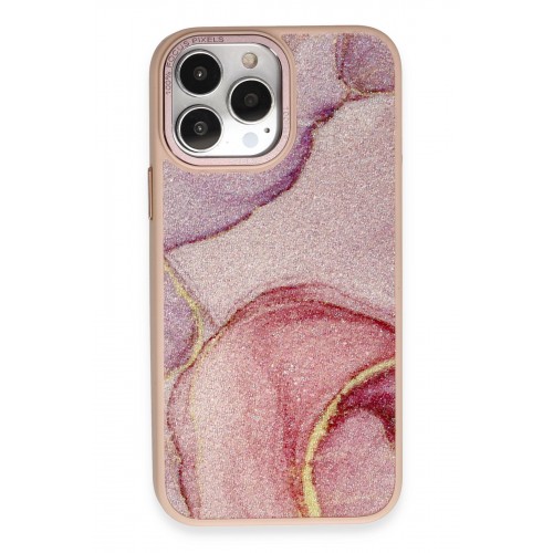 Newface iPhone 12 Pro Max Kılıf Moda Simli Kapak - Rose