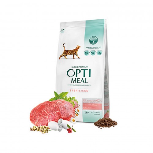 Optimeal Süper Premium Dana Etli-Sorgumlu Kısır Kedi Maması 10 Kg Optimeal Süper Premium Dana Etli-Sorgumlu Kısır Kedi Maması 10 Kg