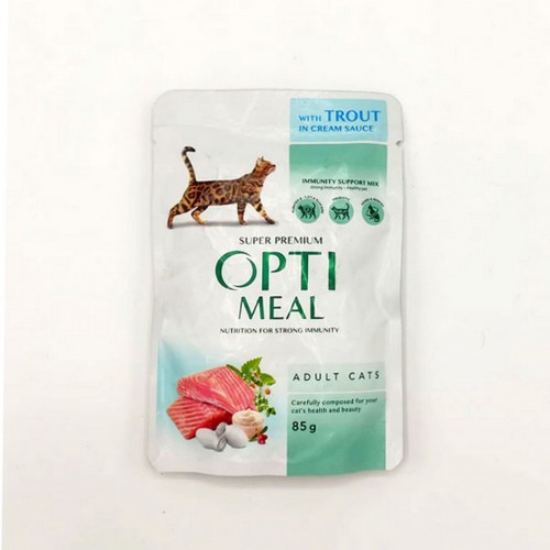 OPTIMEAL ALABALIKLI KREMA SOSLU YAŞ KEDI MAMASI.85 GR