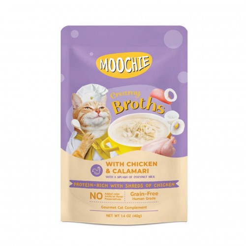MOOCHIE ÇORBA KEDI ÖDÜLÜ TAVUK-KALAMAR 40 GR X 4 ADET MOOCHIE ÇORBA KEDI ÖDÜLÜ TAVUK-KALAMAR 40 GR X 4 ADET