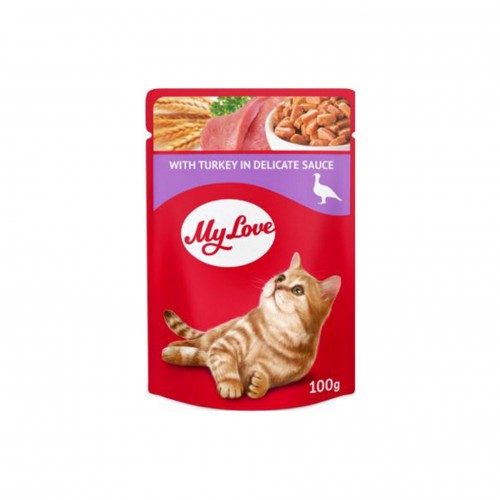 MY LOVE SOS İÇINDE HINDI ETLI POUCH KEDI MAMASI 100 GR X 6 ADET