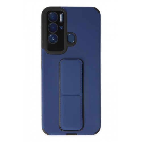 Newface Tecno Pova Neo Kılıf Mega Standlı Silikon - Mavi