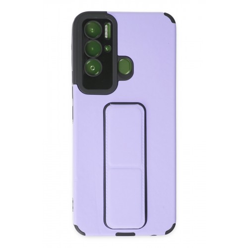 Newface Tecno Pova Neo Kılıf Mega Standlı Silikon - Lila