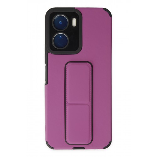 Newface Vivo Y16 Kılıf Mega Standlı Silikon - Mor