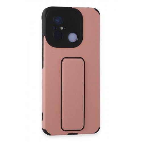 Newface Xiaomi Redmi 12C Kılıf Mega Standlı Silikon - Pudra