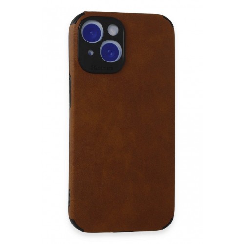 Newface iPhone 15 Kılıf Loop Deri Silikon - Kahverengi