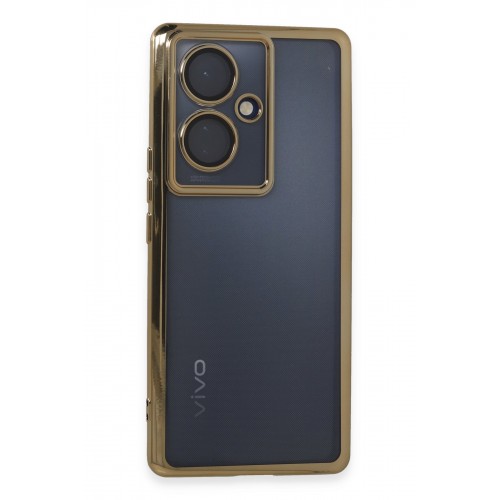 Newface Vivo V29 Lite Kılıf Razer Lensli Silikon - Gold