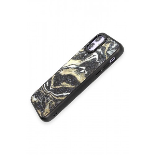 Newface iPhone 12 Kılıf Moda Simli Kapak - Siyah Newface iPhone 12 Kılıf Moda Simli Kapak - Siyah