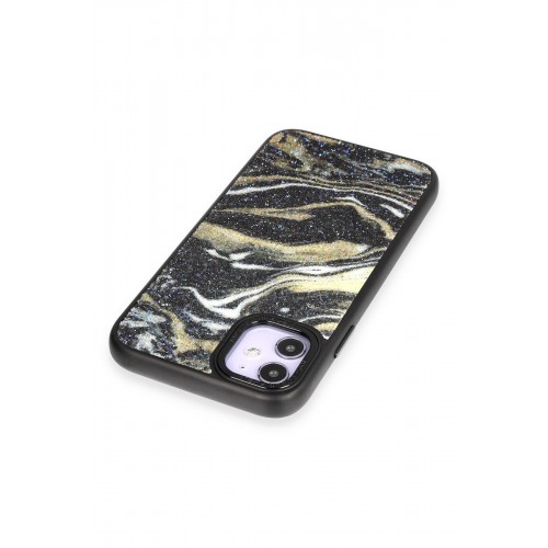Newface iPhone 12 Kılıf Moda Simli Kapak - Siyah Newface iPhone 12 Kılıf Moda Simli Kapak - Siyah