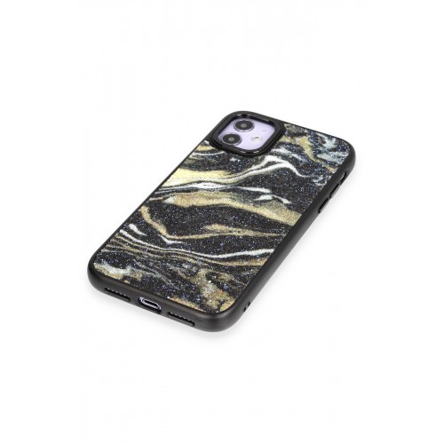 Newface iPhone 12 Kılıf Moda Simli Kapak - Siyah Newface iPhone 12 Kılıf Moda Simli Kapak - Siyah
