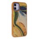 Newface iPhone 12 Kılıf Moda Simli Kapak - Kahverengi