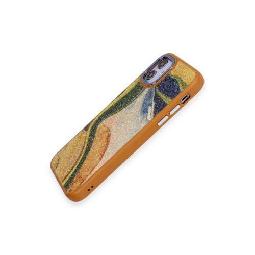 Newface iPhone 12 Kılıf Moda Simli Kapak - Kahverengi Newface iPhone 12 Kılıf Moda Simli Kapak - Kahverengi