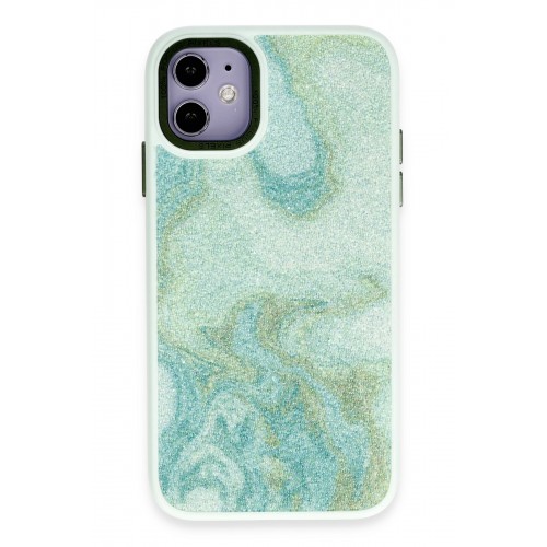 Newface iPhone 12 Kılıf Moda Simli Kapak - Yeşil Newface iPhone 12 Kılıf Moda Simli Kapak - Yeşil
