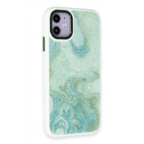 Newface iPhone 12 Kılıf Moda Simli Kapak - Yeşil Newface iPhone 12 Kılıf Moda Simli Kapak - Yeşil