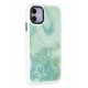 Newface iPhone 12 Kılıf Moda Simli Kapak - Yeşil Newface iPhone 12 Kılıf Moda Simli Kapak - Yeşil