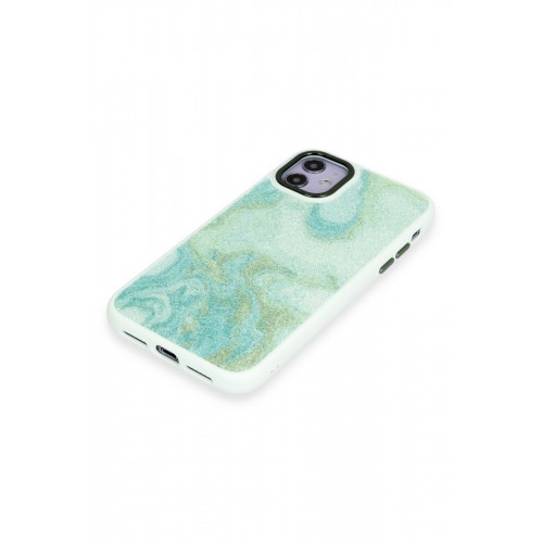 Newface iPhone 12 Kılıf Moda Simli Kapak - Yeşil Newface iPhone 12 Kılıf Moda Simli Kapak - Yeşil