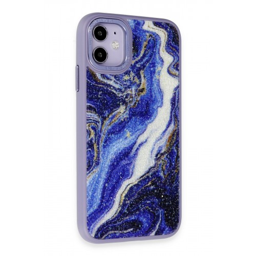 Newface iPhone 12 Kılıf Moda Simli Kapak - Mavi Newface iPhone 12 Kılıf Moda Simli Kapak - Mavi