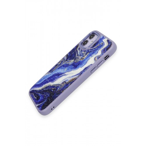 Newface iPhone 12 Kılıf Moda Simli Kapak - Mavi Newface iPhone 12 Kılıf Moda Simli Kapak - Mavi