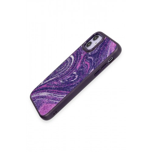 Newface iPhone 12 Kılıf Moda Simli Kapak - Derin Mor Newface iPhone 12 Kılıf Moda Simli Kapak - Derin Mor