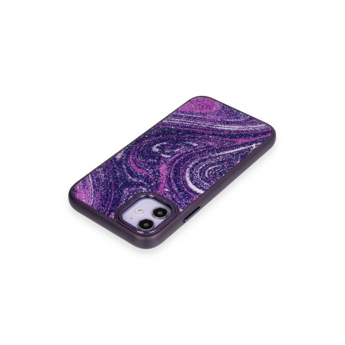 Newface iPhone 12 Kılıf Moda Simli Kapak - Derin Mor Newface iPhone 12 Kılıf Moda Simli Kapak - Derin Mor