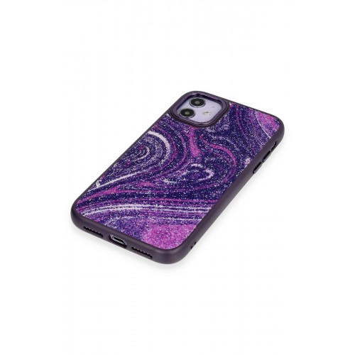 Newface iPhone 12 Kılıf Moda Simli Kapak - Derin Mor Newface iPhone 12 Kılıf Moda Simli Kapak - Derin Mor