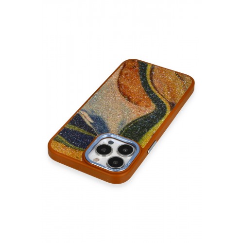 Newface iPhone 12 Pro Kılıf Moda Simli Kapak - Kahverengi Newface iPhone 12 Pro Kılıf Moda Simli Kapak - Kahverengi