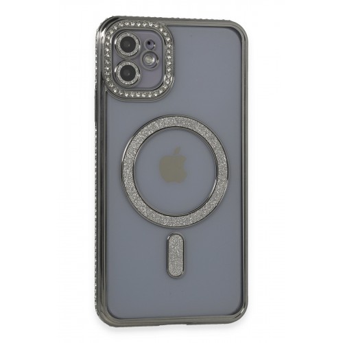 Newface iPhone 11 Kılıf Joke Simli Magneticsafe Kılıf - Gri