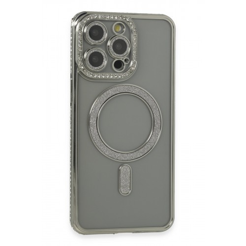 Newface iPhone 15 Pro Kılıf Joke Simli Magneticsafe Kılıf - Gri