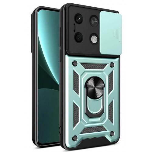 Newface Xiaomi Redmi Note 13 5G Kılıf Pars Lens Yüzüklü Silikon - Yeşil