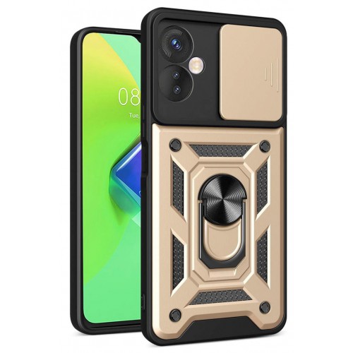 Newface İnfinix Hot 30 4G Kılıf Pars Lens Yüzüklü Silikon - Gold Newface İnfinix Hot 30 4G Kılıf Pars Lens Yüzüklü Silikon - Gold
