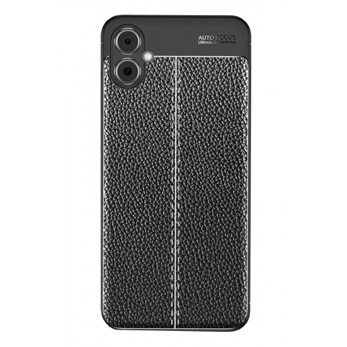 Newface Samsung Galaxy A05 Kılıf Focus Derili Silikon - Siyah