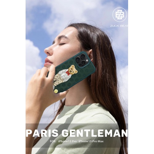 ZuckBear iPhone 15 Pro Paris Gentleman Kapak - Bag ZuckBear iPhone 15 Pro Paris Gentleman Kapak - Bag