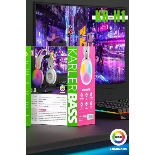 Karler Bass KRH1 RGB Kafaüstü Kablosuz Kulaklık - Siyah Karler Bass KRH1 RGB Kafaüstü Kablosuz Kulaklık - Siyah