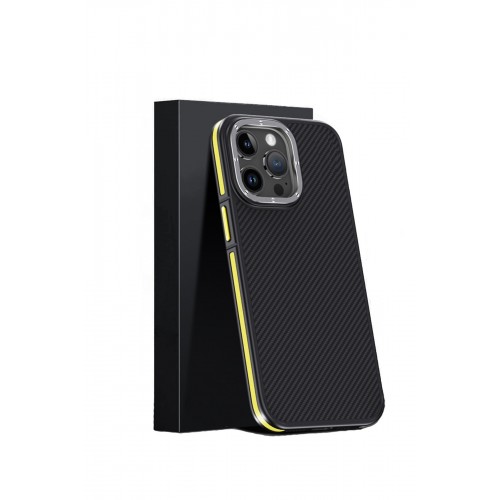 Joko iPhone 15 Pro Kılıf Aramid 600D Kevlar Karbon Fiber Magsafe Kapak - Sarı Joko iPhone 15 Pro Kılıf Aramid 600D Kevlar Karbon Fiber Magsafe Kapak - Sarı