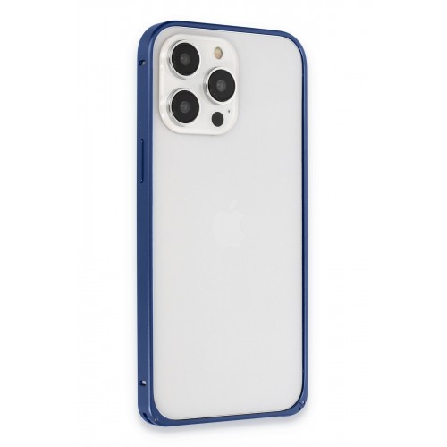 Joko iPhone 15 Pro Max Metal Bumper Mat Kapak - Lacivert Joko iPhone 15 Pro Max Metal Bumper Mat Kapak - Lacivert
